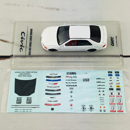 INNO64 HONDA CIVIC FERIO EG9 WHITE with Customizable Stickers and 1 set of wheel IN64-EG9-WHI