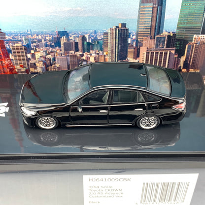 HOBBY JAPAN 1/64 Toyota CROWN 2.5L RS Advance CUSTOMIZED VERSION Black HJ641009CBK