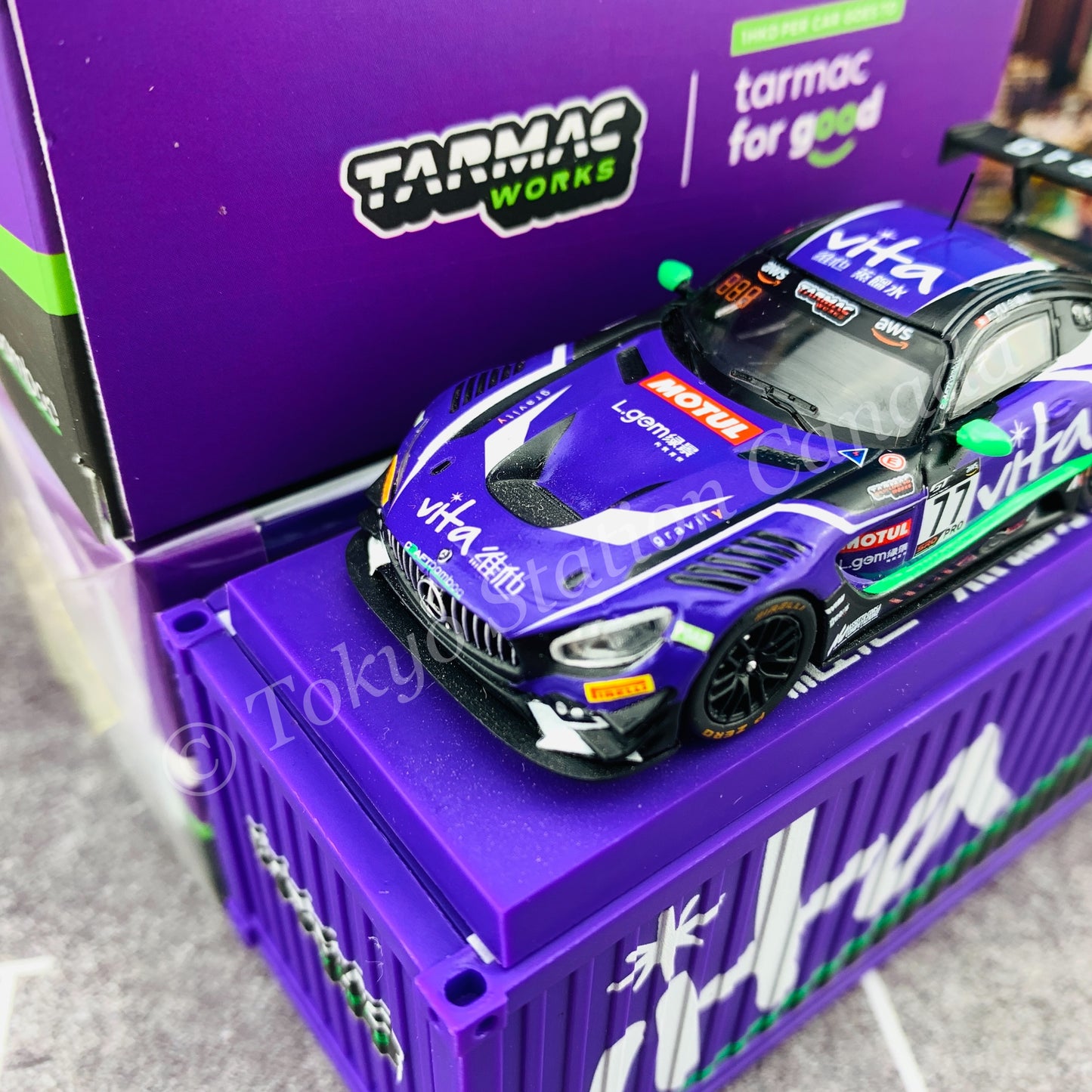 Tarmac Works 1/64 COLLAB64 Mercedes-AMG GT3 GT World Challenge Asia ESPORTS Championship 2020 Frank Yu (With Container) T64-008-WATER