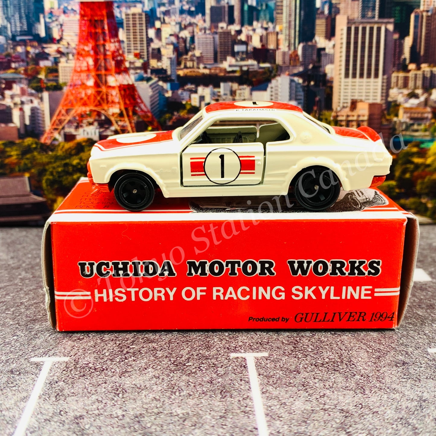 TOMICA x GULLIVER 1994 UCHICA MOTOR WORKS Skyline HT 2000 GT-R (KPGC10) #1 K. TAKAHASHI MADE IN JAPAN