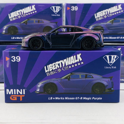 MINI GT 1/64 LIBERTYWALK LB★WORKS Nissan GTR (R35) Type 1, Rear Wing ver 2 Magic Purple Japan Exclusive MGT00039-R