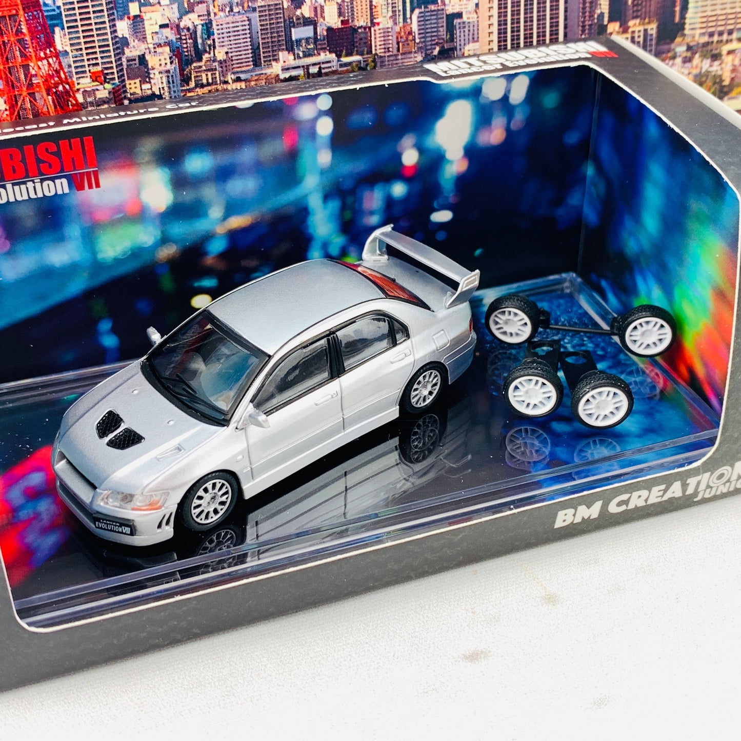 BM Creations JUNIOR 1/64 Mitsubishi Lancer Evolution VII SILVER RHD 64B0086