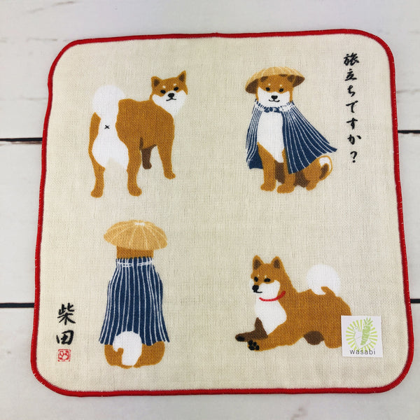 Shiba Inu handkerchief 22cm x 22cm Beige Japan by FRIENDSHILL Made in Japan GS-280-57