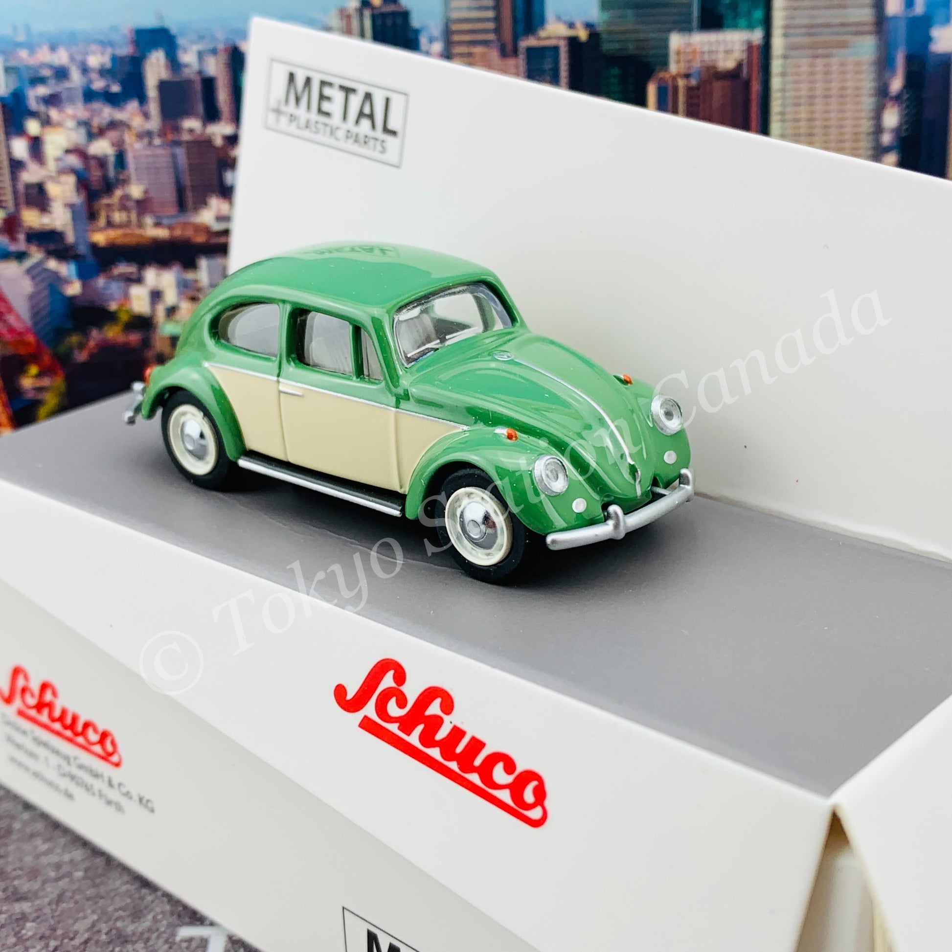 Schuco 1/64 VW Kafer (Beetle) Green/Beige 452016800