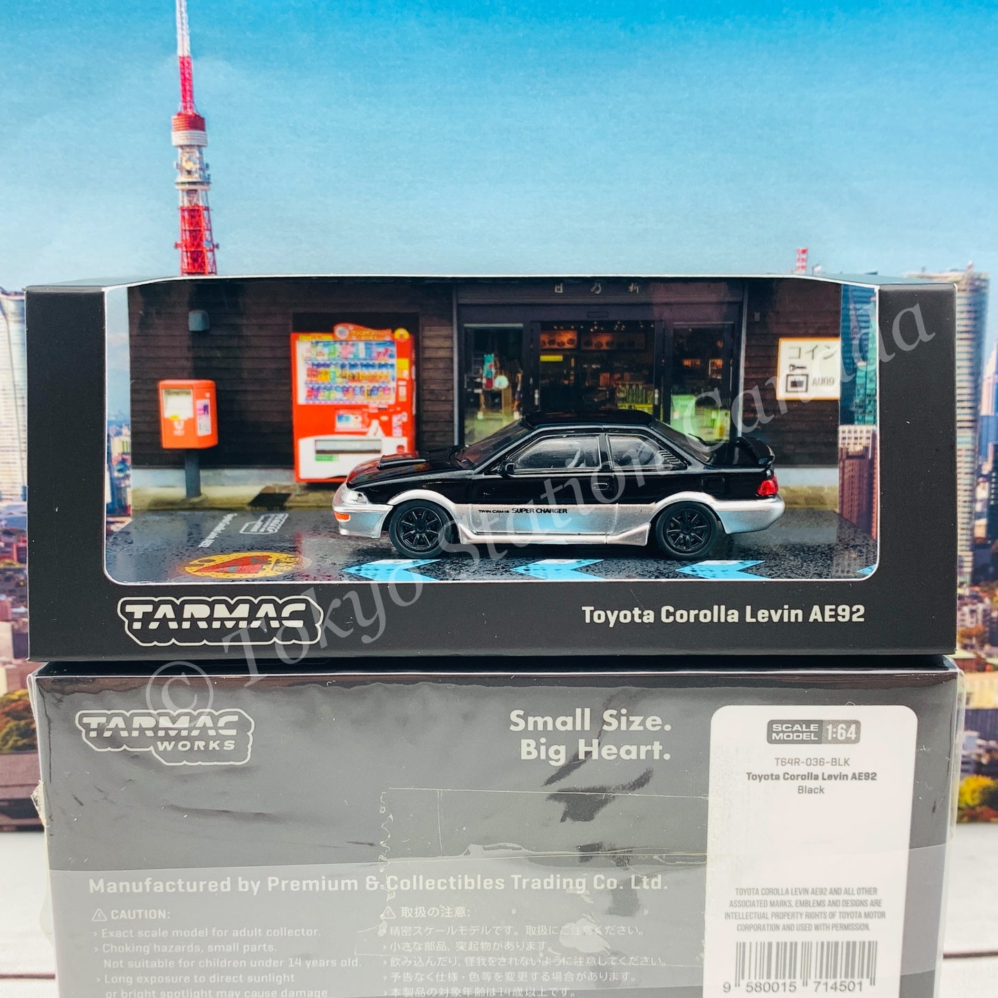 Tarmac Works 1/64 Toyota Corolla Levin AE92 Black / Grey T64R-036-BLK 