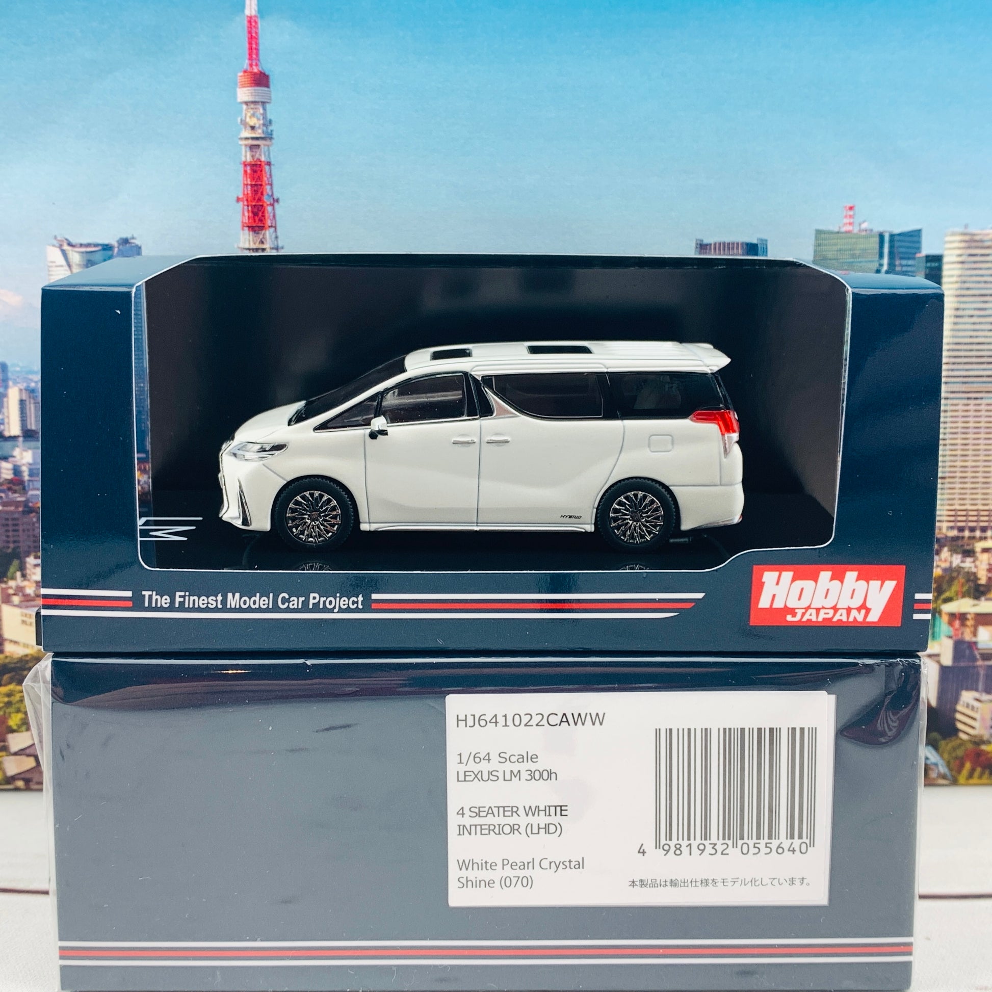 HOBBY JAPAN 1/64 LEXUS LM 300h HYBRID 4 SEATER WHITE with WHITE INTERIOR (LHD) HJ641022CAWW