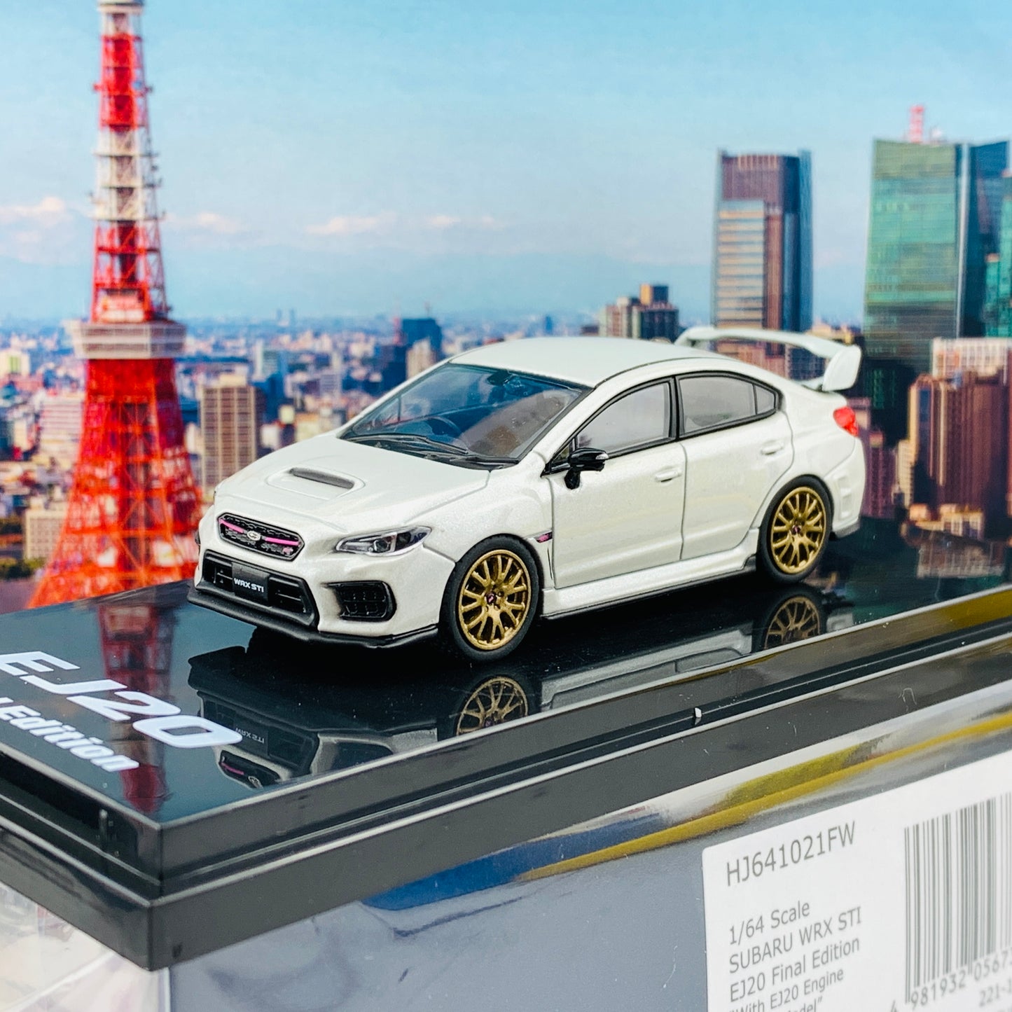 HOBBY JAPAN 1/64  SUBARU WRX STI EJ20 Final Edition with EJ20 Engine Display Model White Pearl HJ641021FW