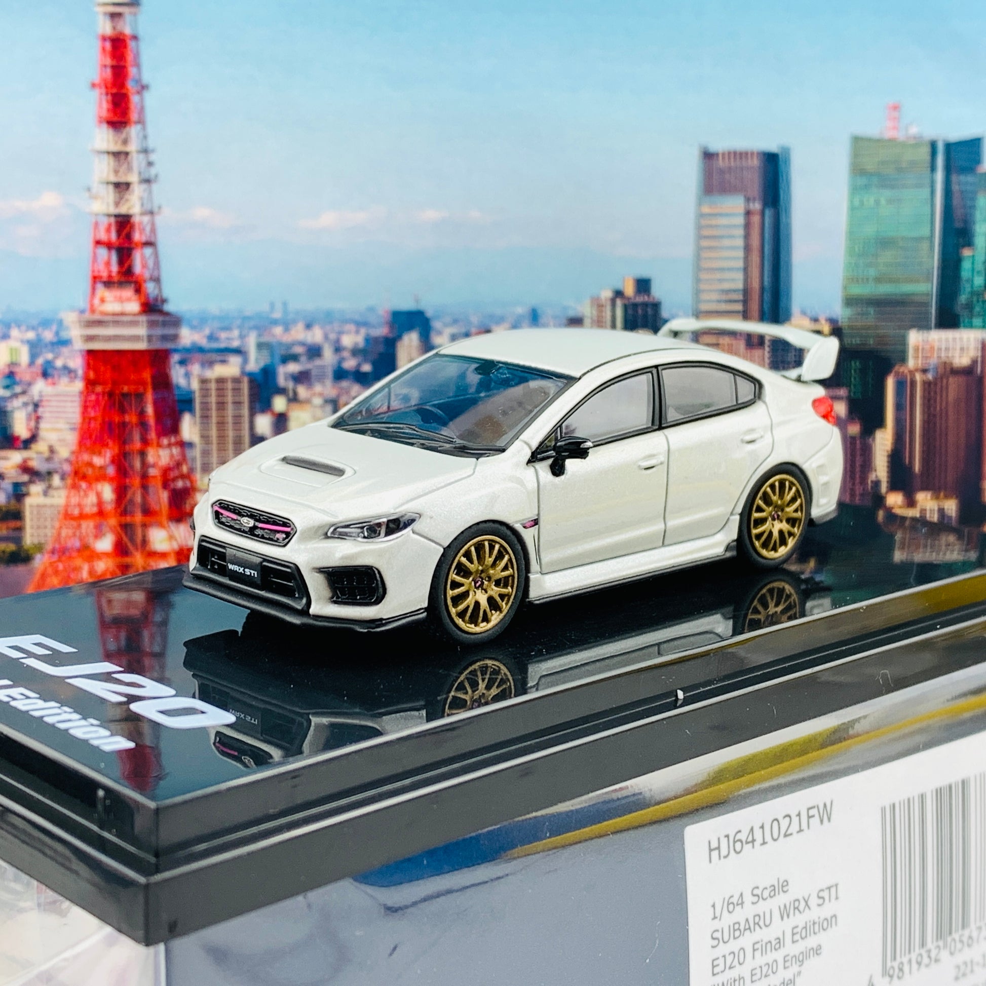 HOBBY JAPAN 1/64  SUBARU WRX STI EJ20 Final Edition with EJ20 Engine Display Model White Pearl HJ641021FW