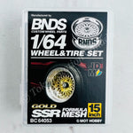 BNDS 1/64 Alloy Wheel & Tire Set SSR Formula Mesh GOLD BC64053