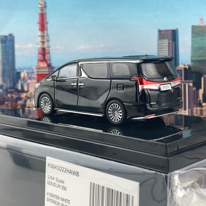 HOBBY JAPAN 1/64 LEXUS LM 350 4 SEATER BLACK with WHITE INTERIOR (RHD) HJ641022HAWB