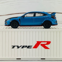 Tarmac Works 1/64 Honda Civic Type R FK8 Brilliant Blue with Black Bonnet and Container T64-014-BLE