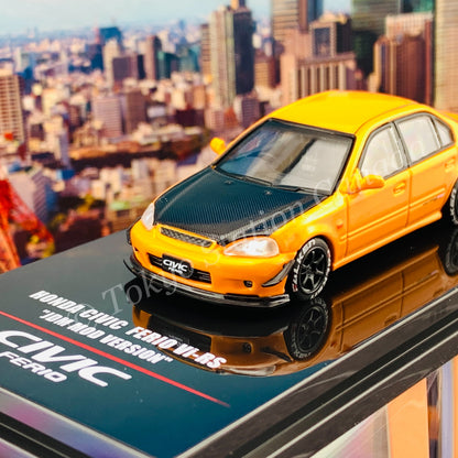 INNO64 1/64 HONDA CIVIC FERIO Vi-RS "JDM MOD VERSION" Metallic Orange With extra wheels and extra decals IN64-EKS-ORG
