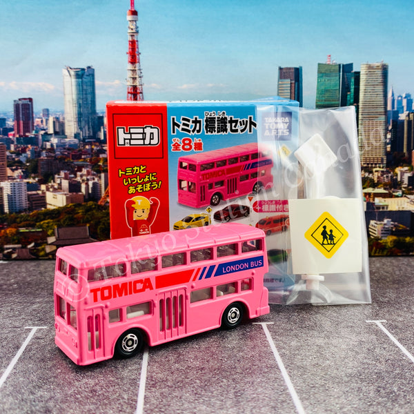 TAKARA TOMY A.R.T.S TOMICA Sign Set #1 - London Bus with a road sign stand