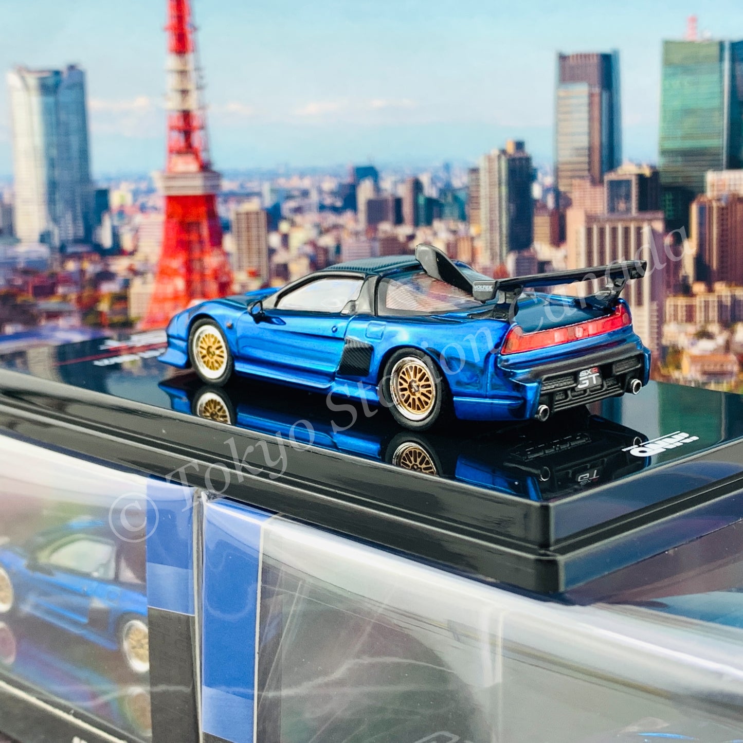 INNO64 1/64 HONDA NSX-R GT (NA2) Blue Chrome W/ Extra Wheels IN64-NSXGT-BLUCH