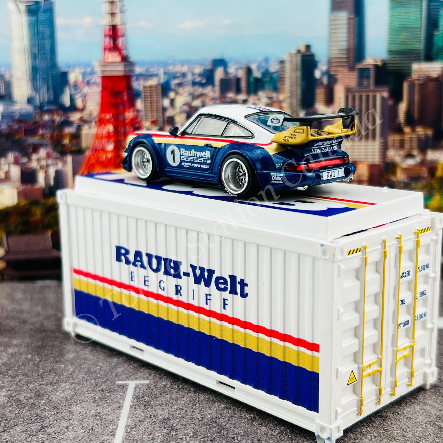 TARMAC WORKS HOBBY64 1/64 RWB 964 Waikato With Container T64-037-WKT