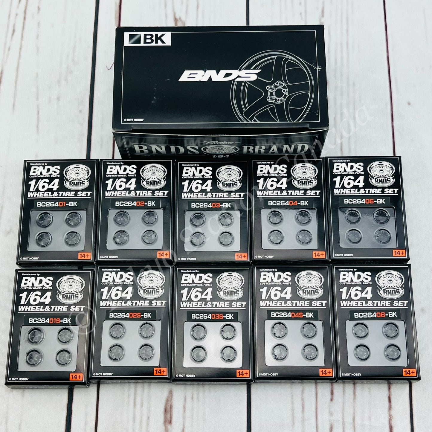 BNDS 1/64 ABS Wheel & Tire Set of 10 (BK) BLACK