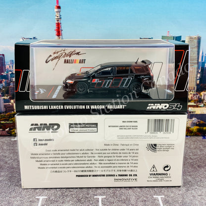 INNO64 1/64 MITSUBISHI LANCER EVOLUTION IX WAGON 2005 RALLIART Black IN64-EVO9W-RABL