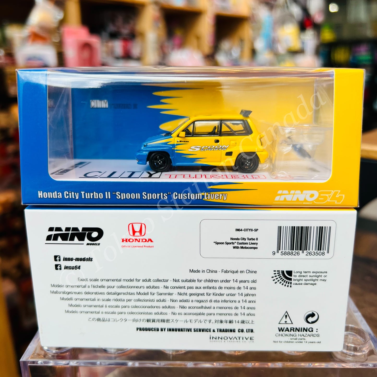 INNO64 1/64 HONDA CITY TURBO II "SPOON SPORTS" Custom Livery  With MOTOCOMPO IN64-CITYII-SP