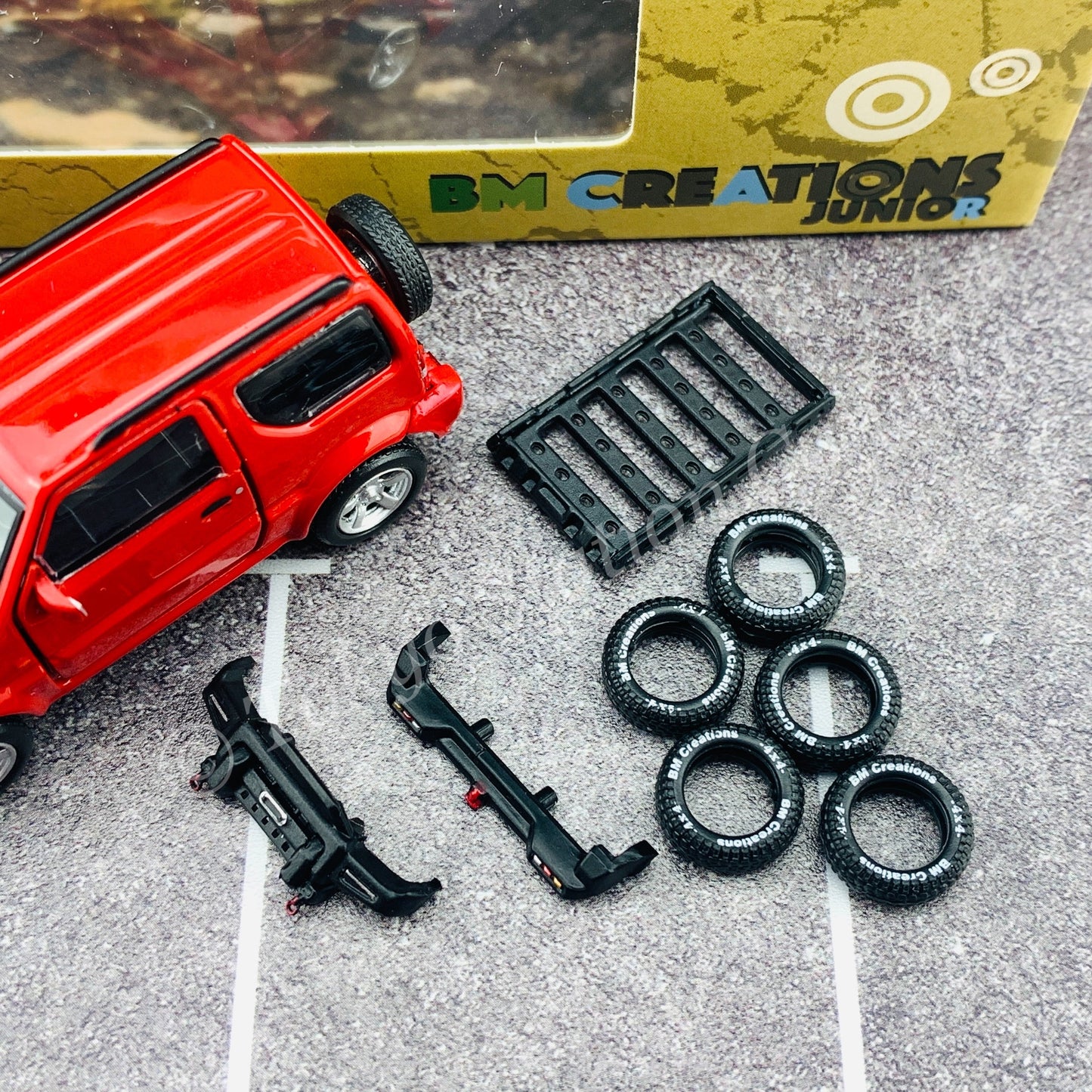 BM CREATIONS JUNIOR 1/64 Suzuki Jimny JB43 RED LHD (With Offroad Package) 64B0053