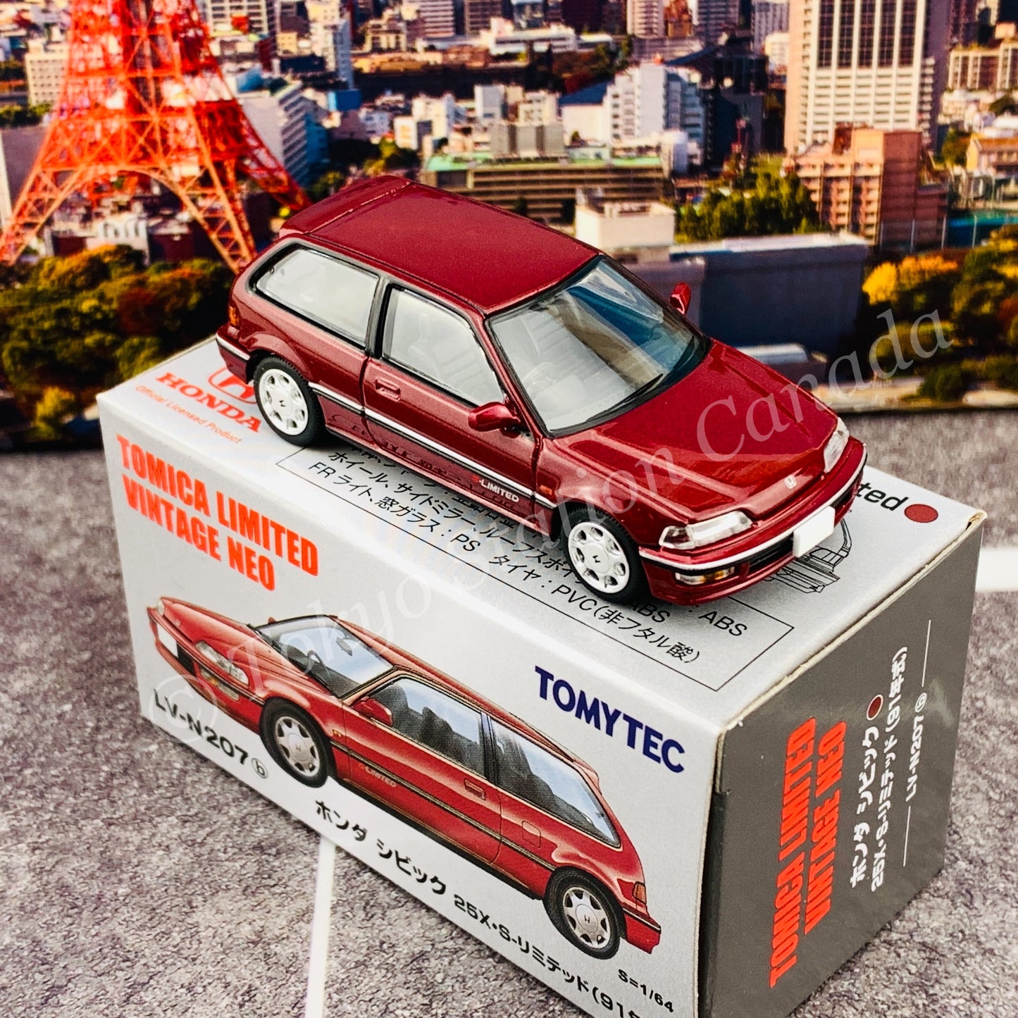 Tomytec Limited Vintage Neo 1/64 Honda Civic 25X S-Limited (Red Metallic) LV-N207b