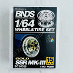 BNDS 1/64 Alloy Wheel & Tire Set SSR MK-III GOLD BC64059