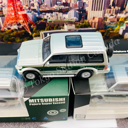 BM CREATIONS JUNIOR 1/64 Mitsubishi Pajero Super Exceed Silver with Green Stripe LHD 64B0020