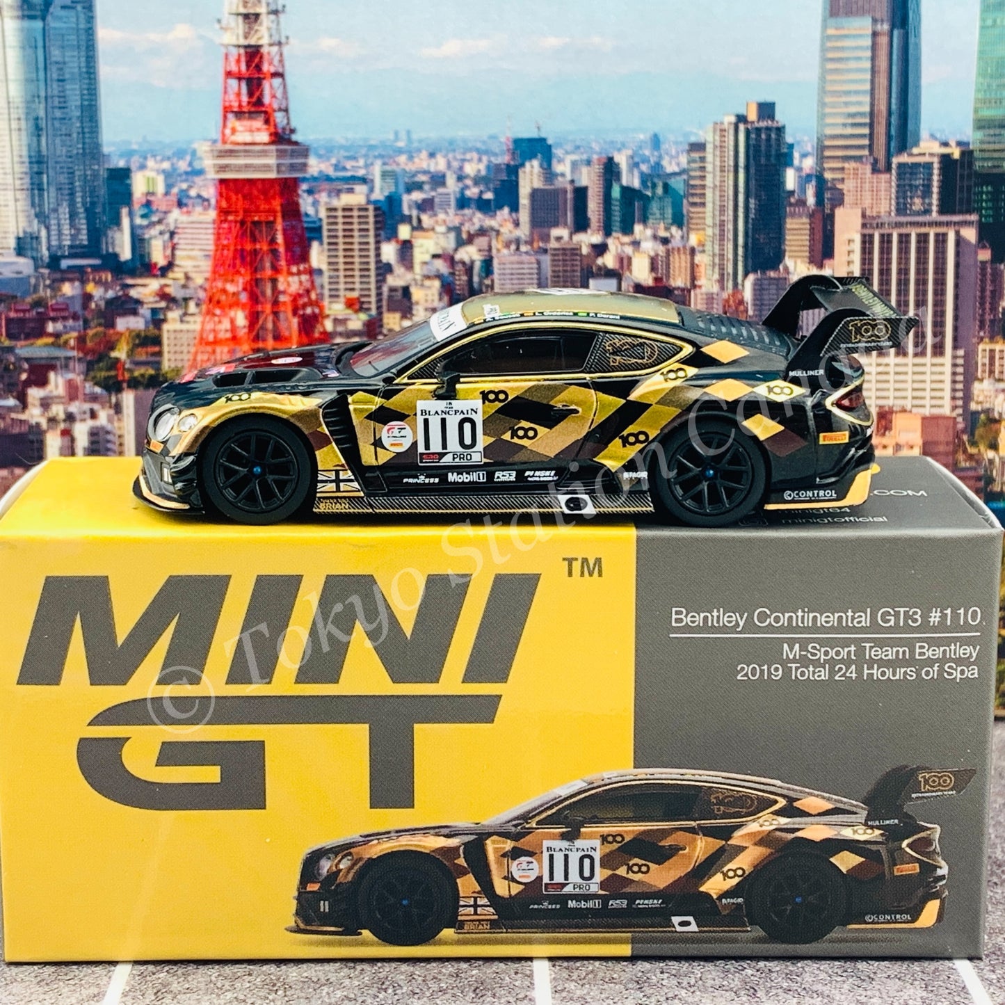 MINI GT 1/64 Bentley Continental GT3 #110  2019 Total 24 Hours of Spa M-Sport Team Bentley RHD MGT00199-R