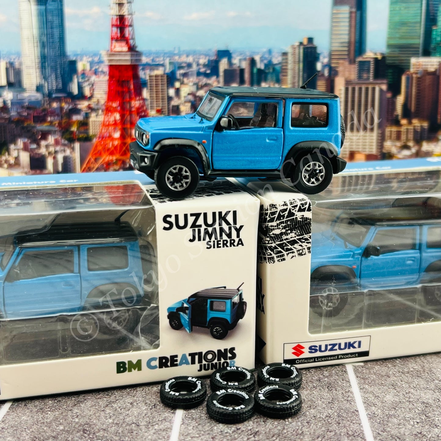 BM CREATIONS 1/64 Suzuki Jimny (JB74) Brisk Blue Metallic w/ Black Top LHD 64B0014