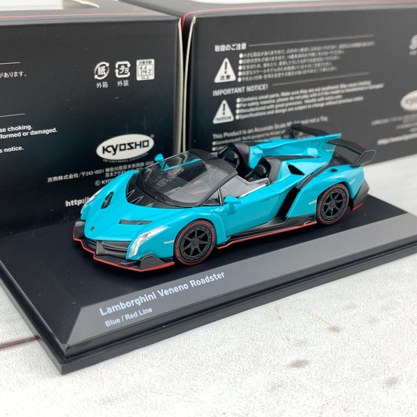 KYOSHO 1/64 Lamborghini Veneno Roadster Blue/Red Line KS07040A4 