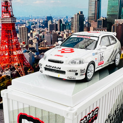 TARMAC WORKS 1/64 HOBBY64 Honda Civic Type R EK9 BRIDE with Container T64-TL010-BR
