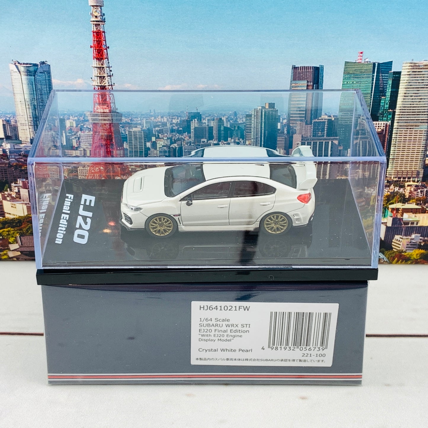 HOBBY JAPAN 1/64  SUBARU WRX STI EJ20 Final Edition with EJ20 Engine Display Model White Pearl HJ641021FW