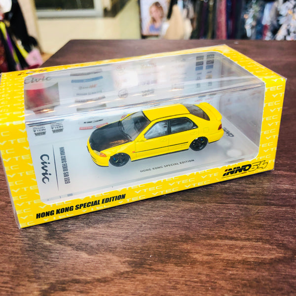 INNO64 HONDA CIVIC FERIO EG9 YELLOW with Customizable Stickers and 1 set of wheel - HONG KONG SPECIAL EDITION