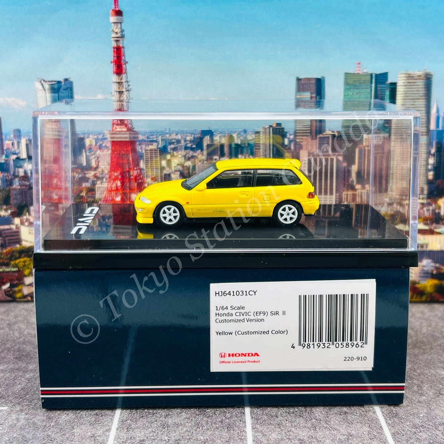 HOBBY JAPAN 1/64 Honda CIVIC (EF9) SiR Ⅱ Customized Version Yellow HJ641031CY