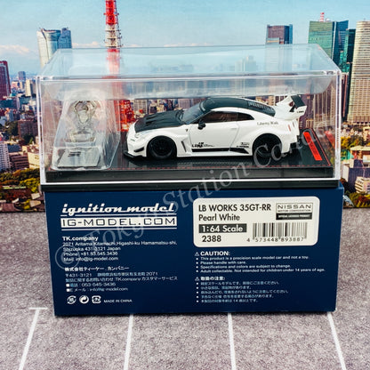 Ignition Model 1/64 LB-Silhouette WORKS GT Nissan 35GT-RR Pearl White With Mr. Kato metal figurine IG2388