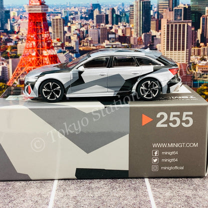 MINI GT 1/64 Audi RS 6 Avant  Silver Digital Camouflage CLDC Edition LHD MGT00255-L