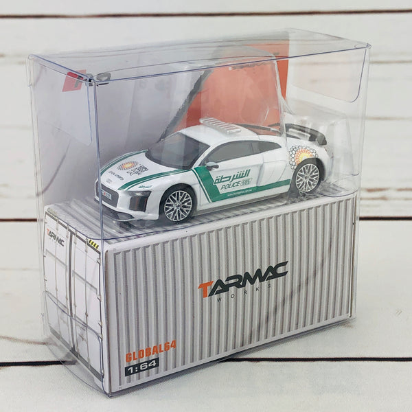 TARMAC WORKS GLOBAL64 AUDI R8 V10 PLUS DUBAI POLICE (SILVER MULTI-SPOKE TARMAC WORKS GLOBAL64 AUDI R8 V10 PLUS DUBAI POLICE (SILVER MULTI-SPOKE