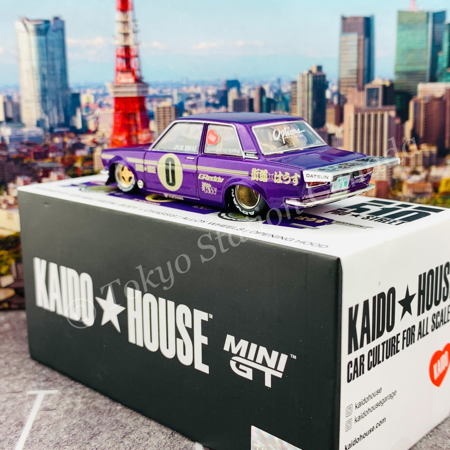 KaidoHouse x MiniGT 1/64 Datsun 510 Pro Street OG Purple LHD KHMG002
