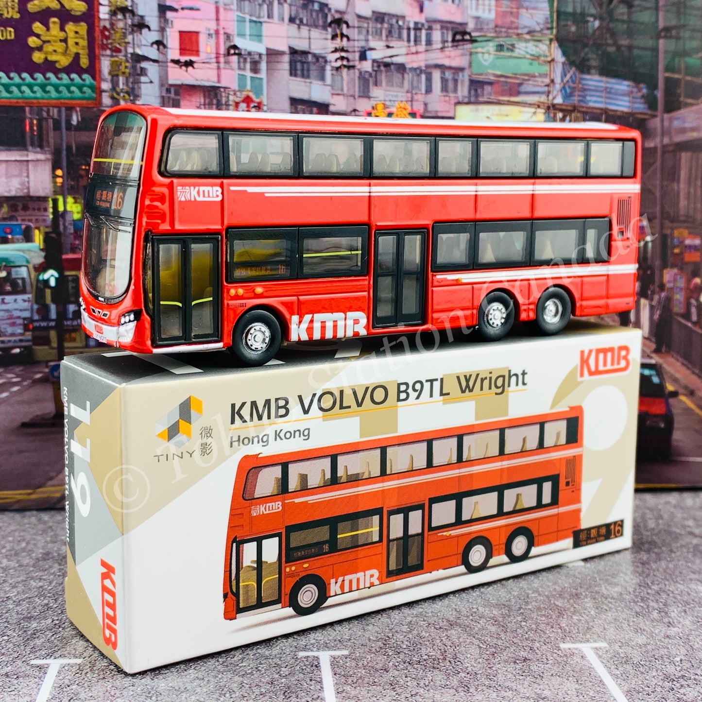 TINY 微影 119 KMB VOLVO B9TL Wright 九巴前衛富豪 B9TL (VIA : KWUN TONG 經 : 觀塘16) KMB2020108