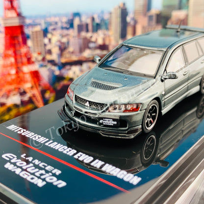 INNO64 1/64 MITSUBISHI LANCER EVOLUTION IX WAGON Medium Purplish Gray Mica With Extra Wheels and Extra decals IN64-EVO9W-PGM