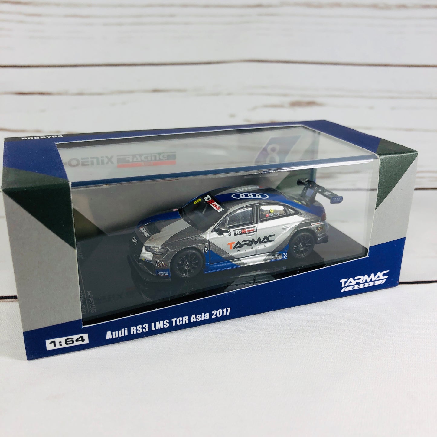 Tarmac Works 1/64 Audi RS3 LMS TCR Asia 2017 - Tarmac Works / Phoenix Racing Asia - SK Tong T64-013-17TCR8