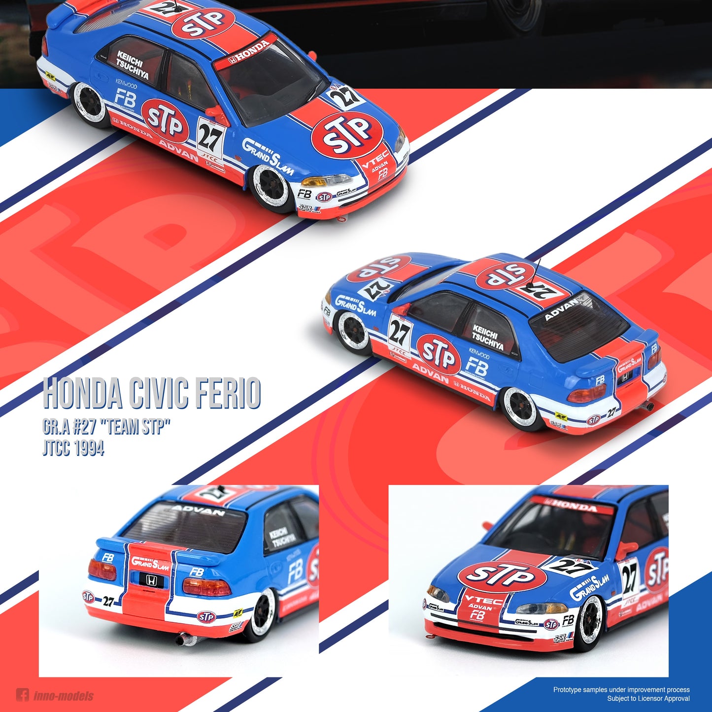 INNO64 1/64 HONDA CIVIC Ferio EG9 Gr.A #27 "TEAM STP" JTCC 1994 IN64-EG9-STP94
