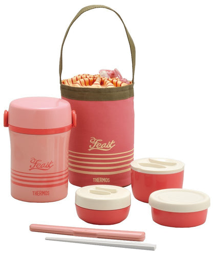THERMOS Lunch box with tote bag and chopstick - Pink