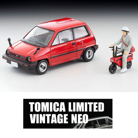 TOMYTEC Tomica Limited Vintage Neo 1/64 Honda City R Red with MOTOCOMPOwith rider figure 1981 LV-N272a