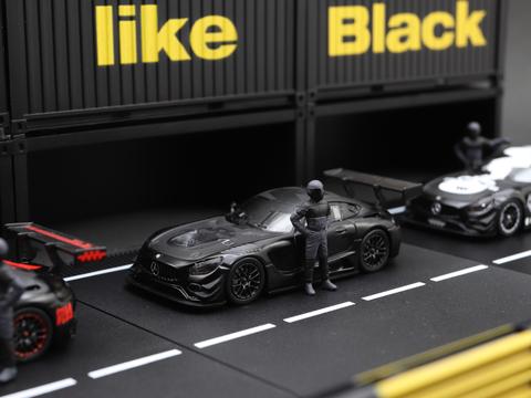 Tarmac Works Mercedes me x likeBlack x Tarmac Works 1/64 Mercedes-AMG GT3 #4 Diorama & Cars Box set T64-008-4A4Box
