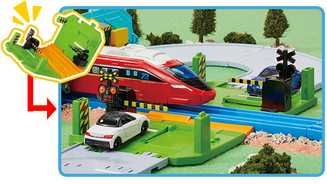 TAKARA TOMY Tomica World Tomica Town Railroad Crossing, Overpass, Intersection Road Set 4904810209577