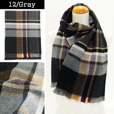 Lune Jumelle Plaid Scraf - Gray QC828007-12