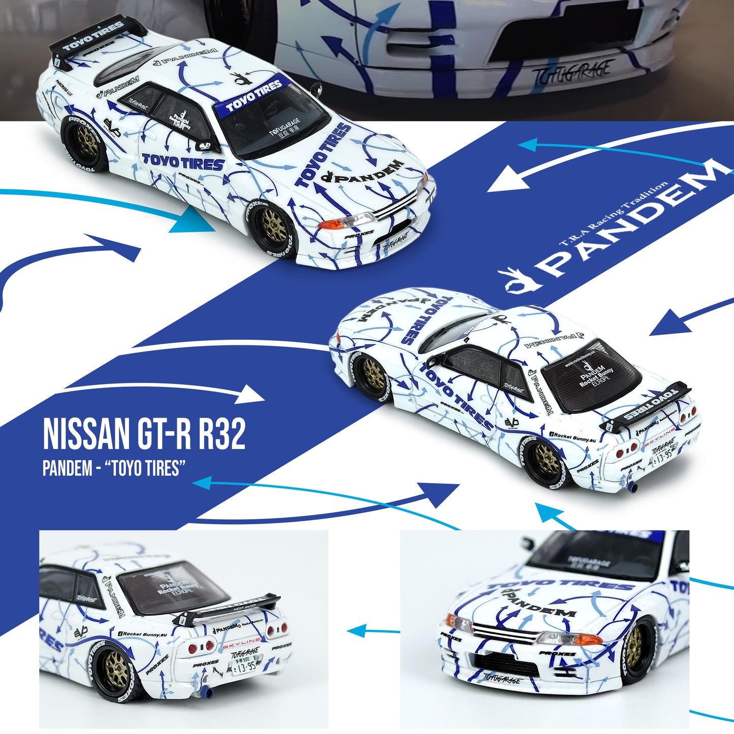 INNO64 1/64 NISSAN SKYLINE GTR R32 ROCKET BUNNY PANDEM TOYO TIRES IN64-R32-TT
