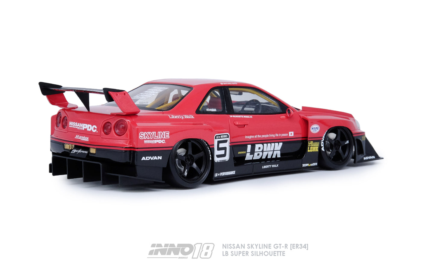 INNO18 1/18 RESIN NISSAN SKYLINE "LBWK" (ER34) SUPER SILHOUETTE IN18R-R34-LBWK