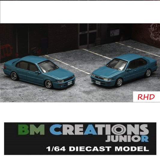 BM Creations JUNIOR 1/64 Toyota 1996 Corolla AE100 Blue  RHD with Extra Wheels, Lowering Parts and Extra Bumper 64B0122