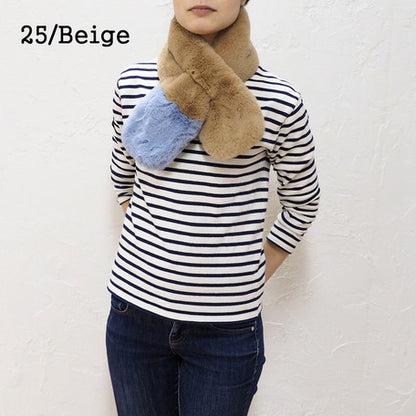 Lune Jumelle Two Tone Faux Fur Scarf Beige SD826610-25